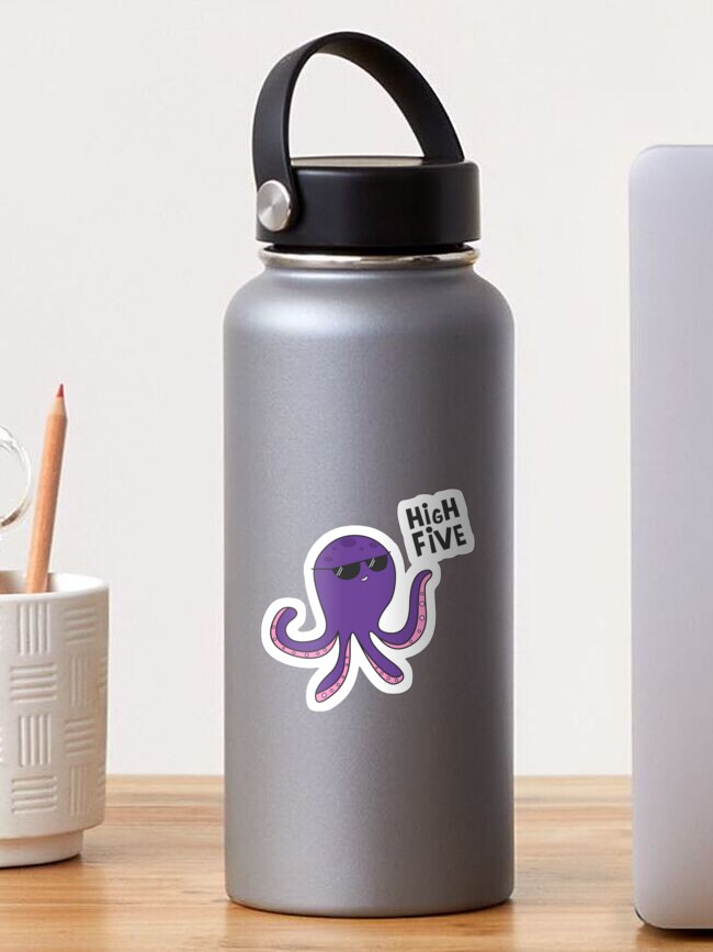 Thumbnail 1 of 3, Sticker, High Five Octopus! designed and sold by cartoonbeing.