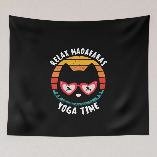 Item preview, funny yoga retro madafakas black cat love yoga designed and sold by salahnewdesign.
