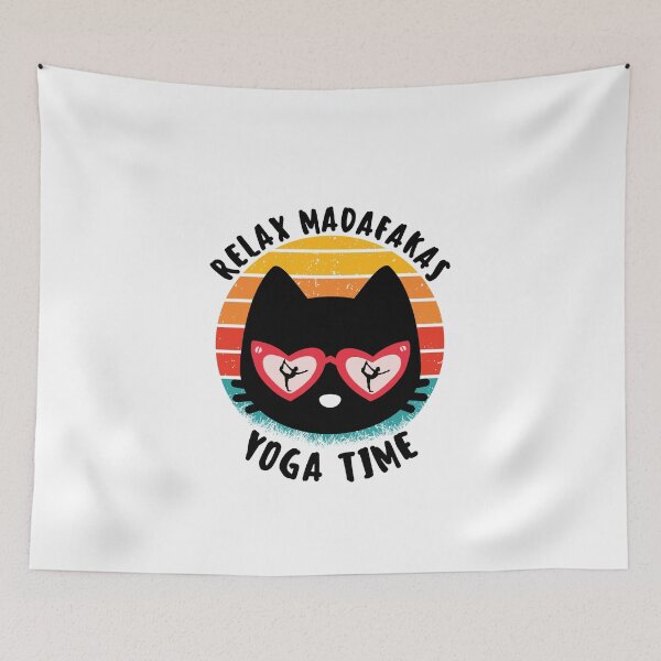 Item preview, funny yoga retro madafakas black cat love yoga designed and sold by salahnewdesign.
