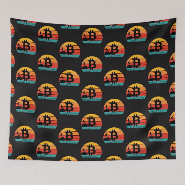Item preview, Bitcoin Retro Sunset Hiker - Crypto Merch designed and sold by Pawfect-Purr.