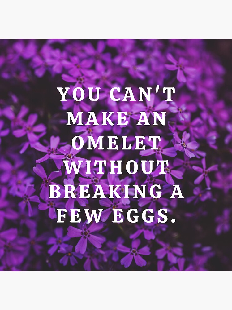 "YOU CAN'T MAKE AN OMELET WITHOUT BREAKING A FEW EGGS." Sticker by