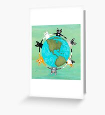 Cats Around the Earth Greeting Card