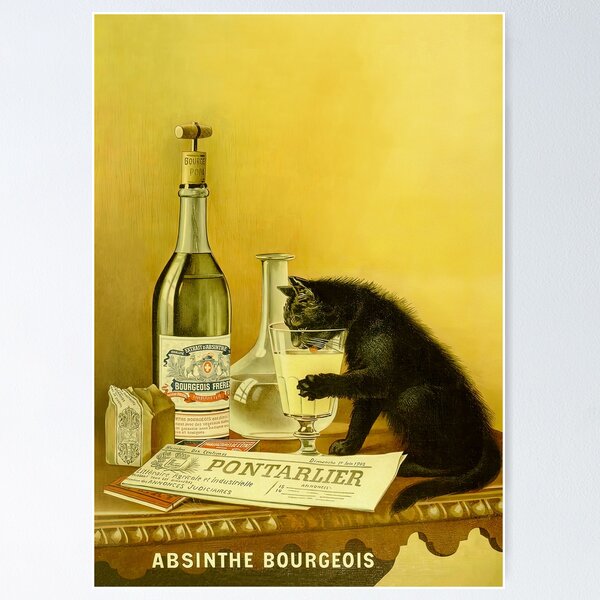 Item preview, Cat, Absinthe, Vintage Beverage Wall Art  designed and sold by vintagevivian.