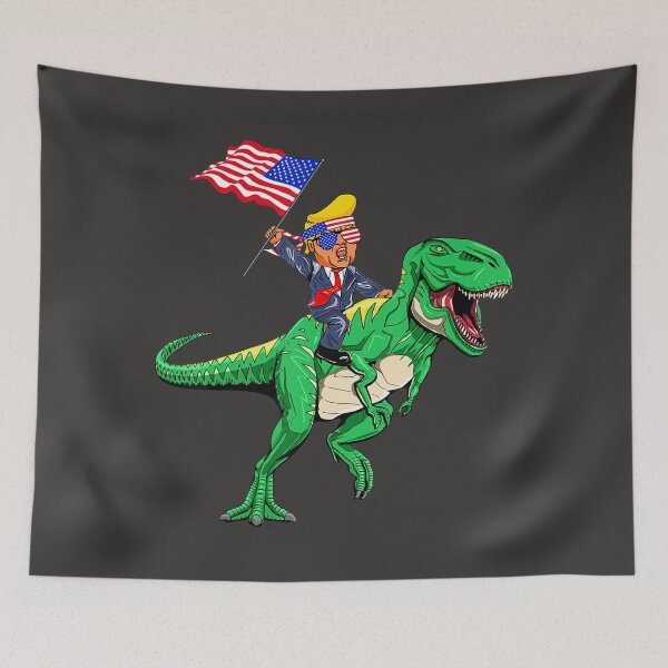 Item preview, Funny Trump Riding Dinosaur American Flag Republican designed and sold by EricGreen68.