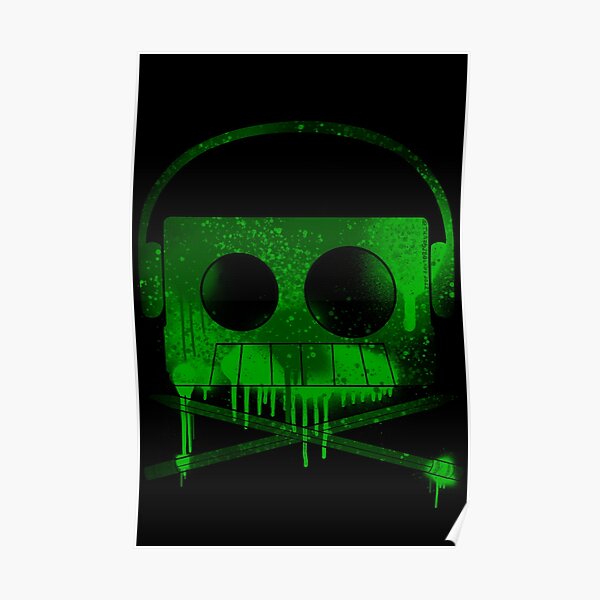Green Drippy Ooze Cassette Tape Skull and Crossbones Poster