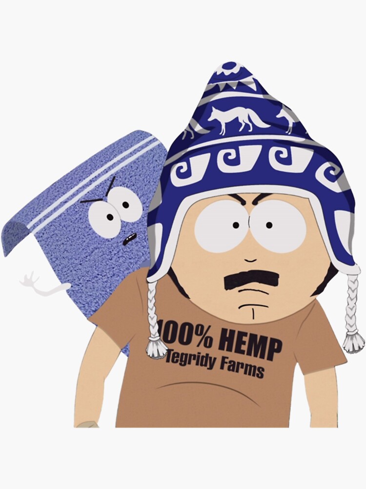 "Tegridy Farms Randy Marsh and towelle characters " Sticker for Sale by