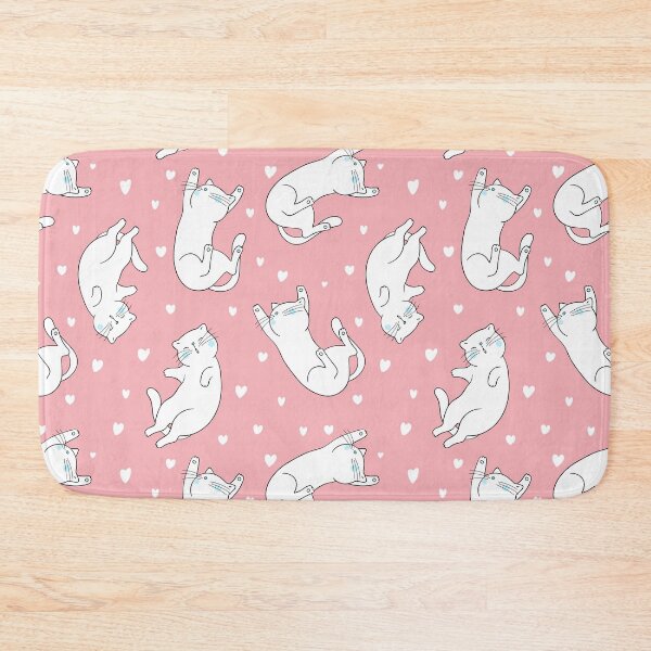 Item preview, Cute White Cats Seamless Pattern with the color Pink and Blue designed and sold by quinellie.