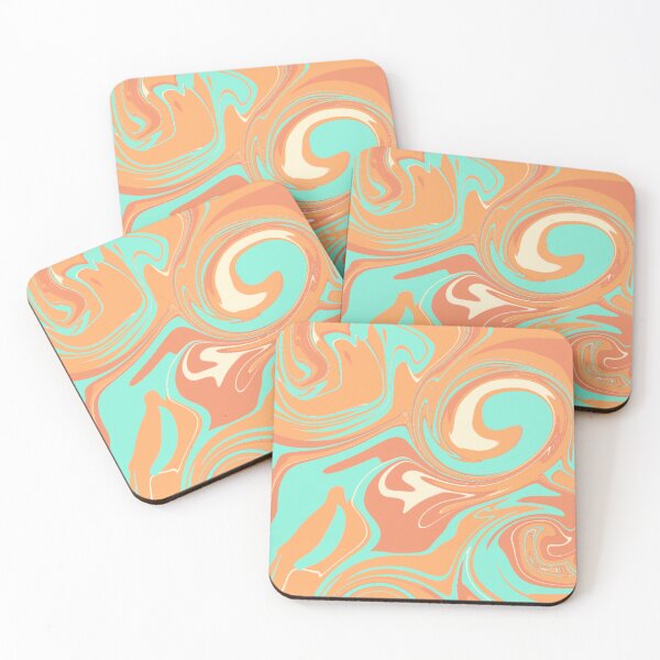 Item preview, Abstract Colorful Liquid Art Pattern with the Color Blue, Orange, and Peach designed and sold by quinellie.
