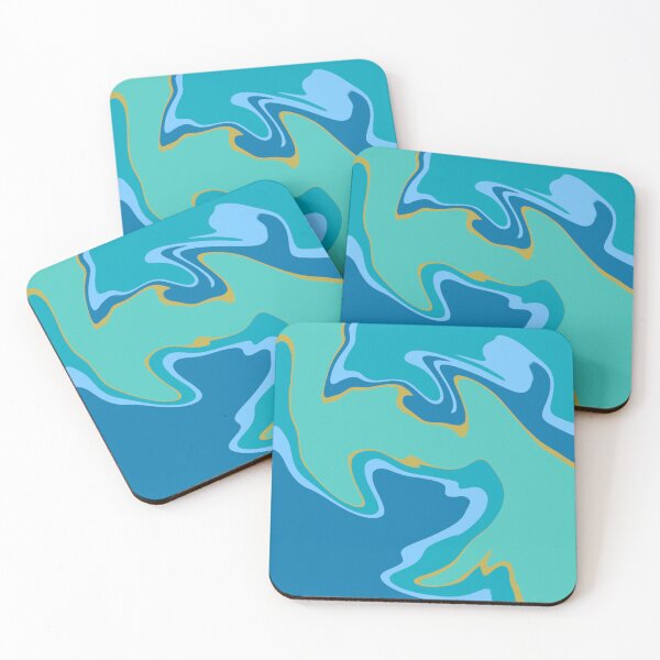 Item preview, Abstract Colorful Liquid Art Pattern Blue, Gold, and Teal designed and sold by quinellie.