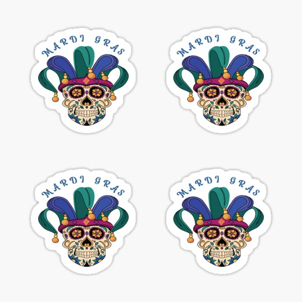 “Mardi Gras Sugar Skull” Sticker by ILoveSkeleton | Redbubble