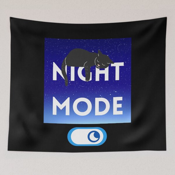 Item preview, Night Mode, Sleeping Cute Black Cat, Blue Night Sky designed and sold by quinellie.