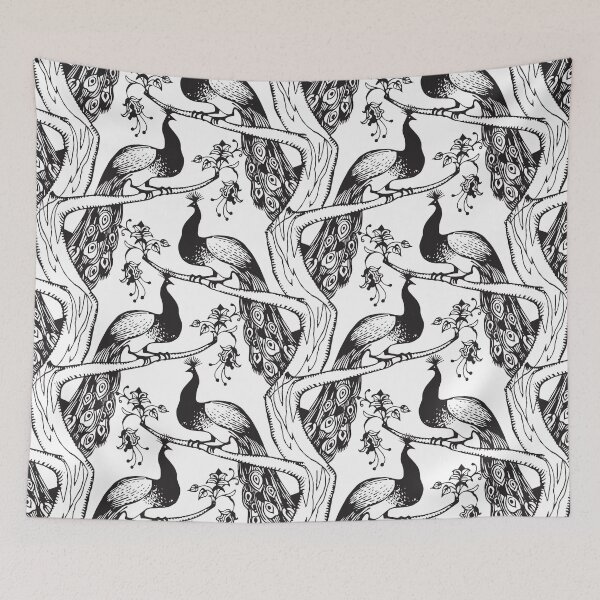 Item preview, Peacock engraving pattern designed and sold by fairytaleprints.