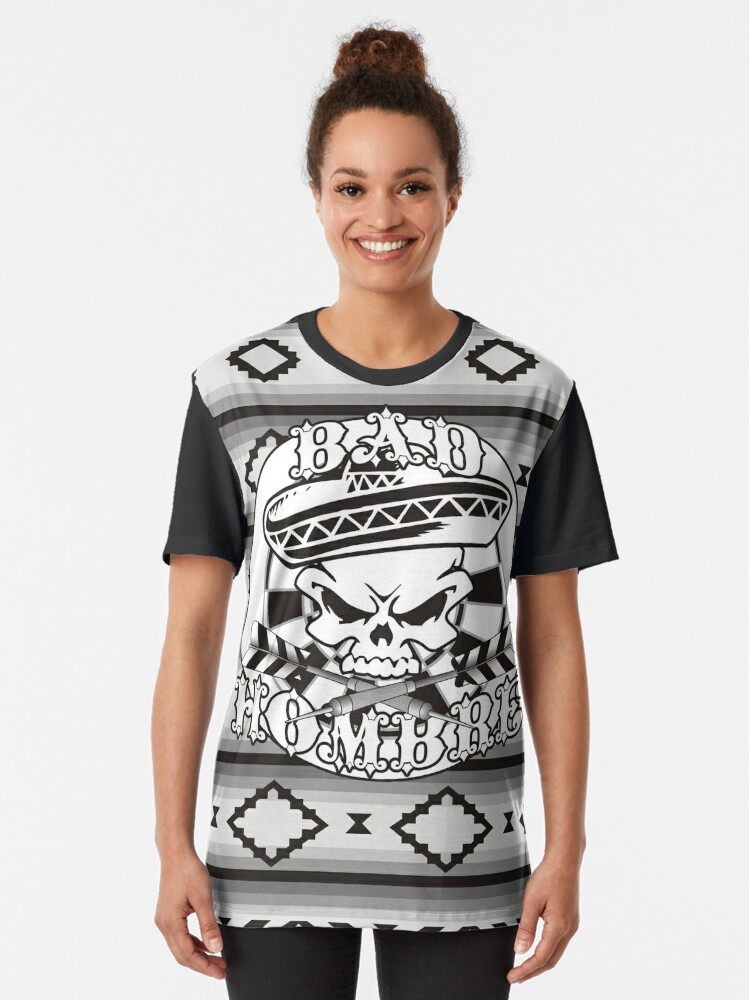 Alternate view of Bad Hombre Darts Shirt Greyscale Graphic T-Shirt