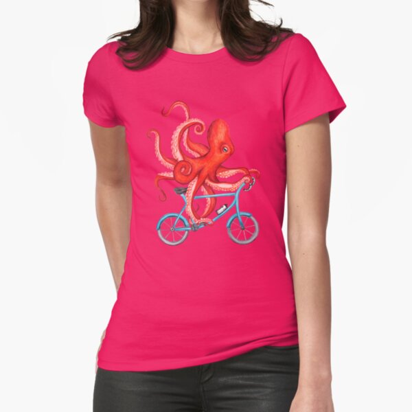 Cycling octopus Fitted T-Shirt