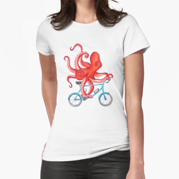 Cycling octopus Fitted T-Shirt
