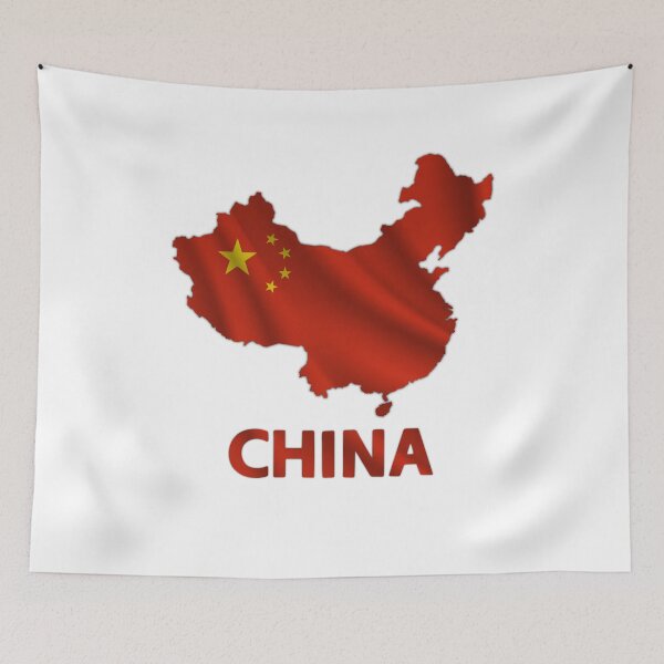 Item preview, Wavy Chinese Flag inside Map of China  designed and sold by mashmosh.