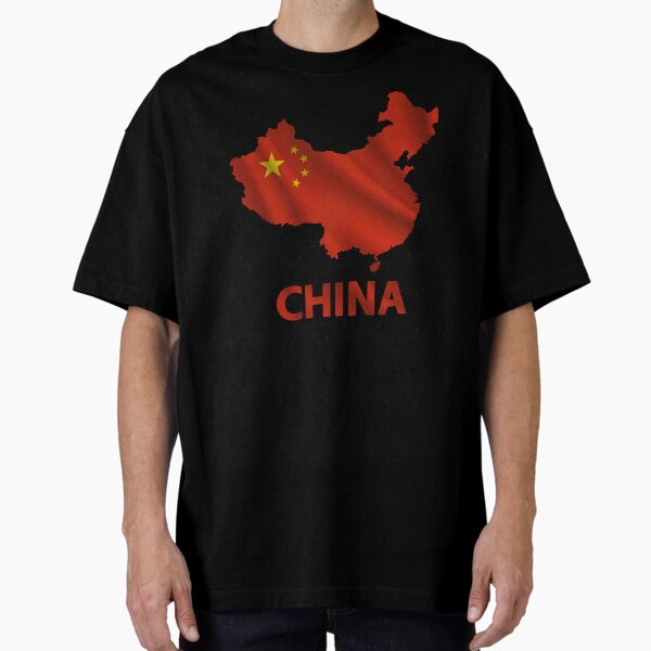 Aperçu de l'œuvre Drapeau chinois ondulé à l'intérieur de la carte de la Chine créée et vendue par mashmosh.