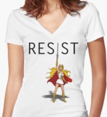 She-Ra says "RESIST" Women's Fitted V-Neck T-Shirt