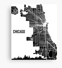 Chicago Illinois Street Map - Black Canvas Print