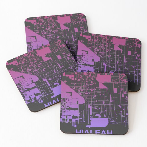 Item preview, Hialeah city Pink Blue Map Art Florida USA designed and sold by EpicMaps.
