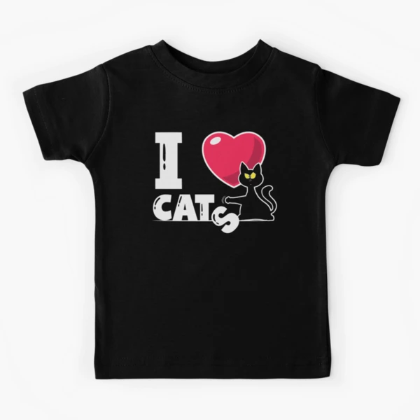 Funny I Love Cats Black Cat Kids T-Shirt for Sale by