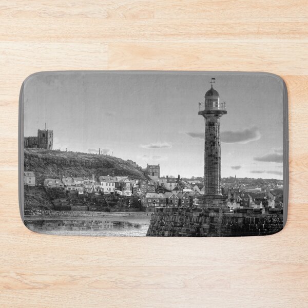 Item preview, Whitby Harbour Lighthouse B&W designed and sold by Alisonchambers2.