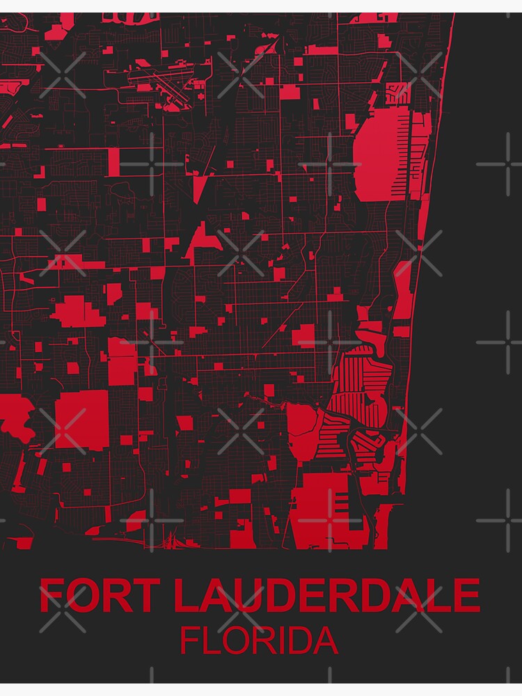 "Fort Lauderdale red wine color Map Art Florida USA" Sticker by