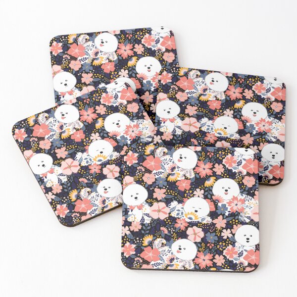 Item preview, Cute Bichon Frise Garden - Black Background designed and sold by Lulupainting.