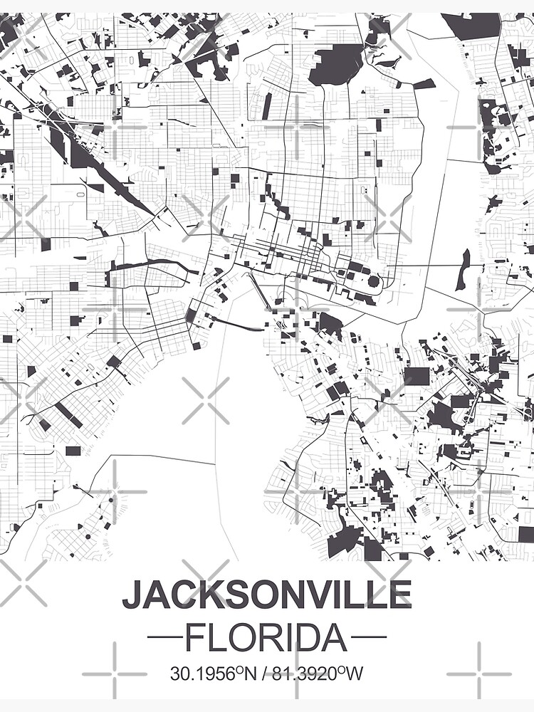 "Jacksonville Black white Map Art Florida USA" Poster for Sale by