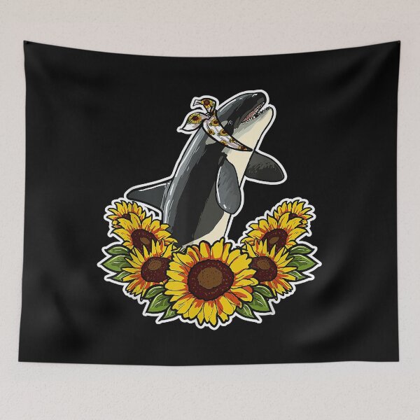 Item preview, Cute Love Orca Whale Sunflower Decor Orca designed and sold by shannange.