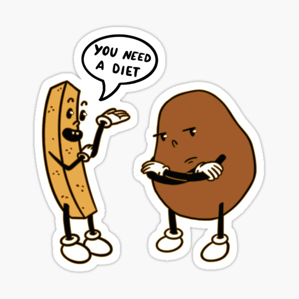 Funny Comic Design With Potatoes Sticker By Alex Creare Redbubble