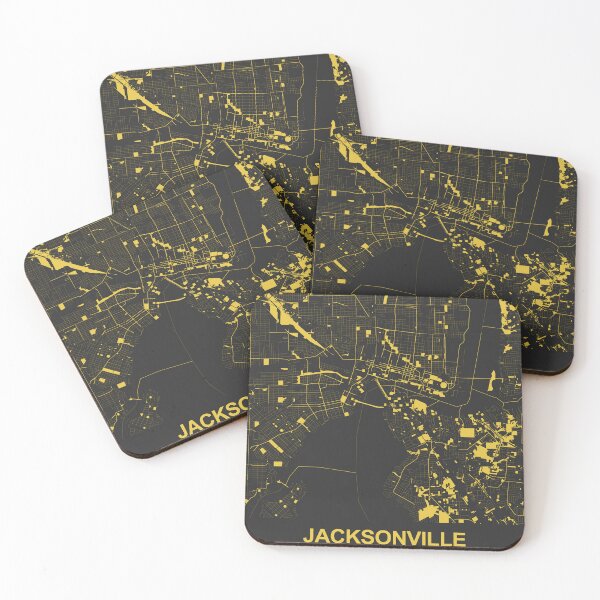 Item preview, Jacksonville Florida USA Black Gold Map Art designed and sold by EpicMaps.