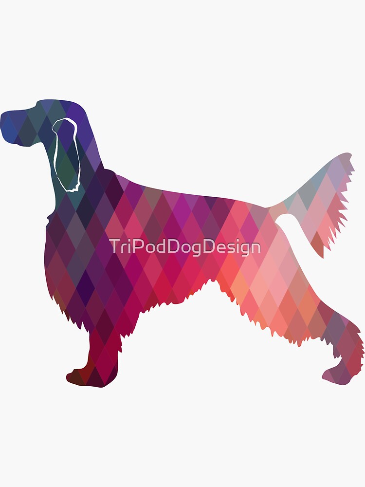 Gordon Setter Dog Breed Colorful Geometric Pattern Silhouette - Pink by TriPodDogDesign