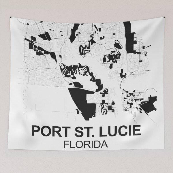 Item preview, Port St. Lucie city Black white Map Art Florida USA designed and sold by EpicMaps.