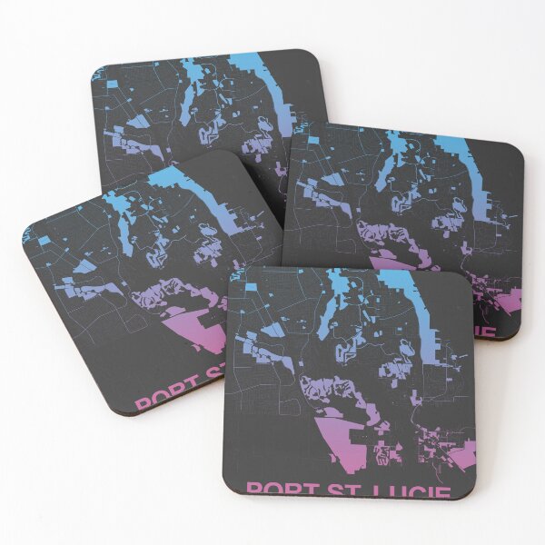 Item preview, Port St Lucie city Pink Blue Map Art Florida USA designed and sold by EpicMaps.