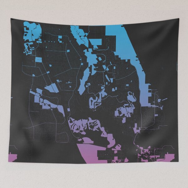 Item preview, Port St Lucie city Pink Blue Map Art Florida USA designed and sold by EpicMaps.