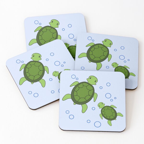 Item preview, Cute Mummy and Baby Green Turtles with Bubbles designed and sold by emDesign123.