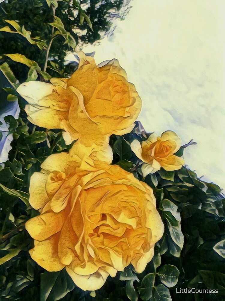 "Roses tree in garden" Sticker by LittleCountess Redbubble