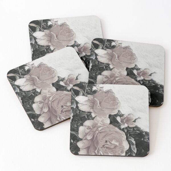 Item preview, Roses tree in garden black & white designed and sold by LittleCountess.