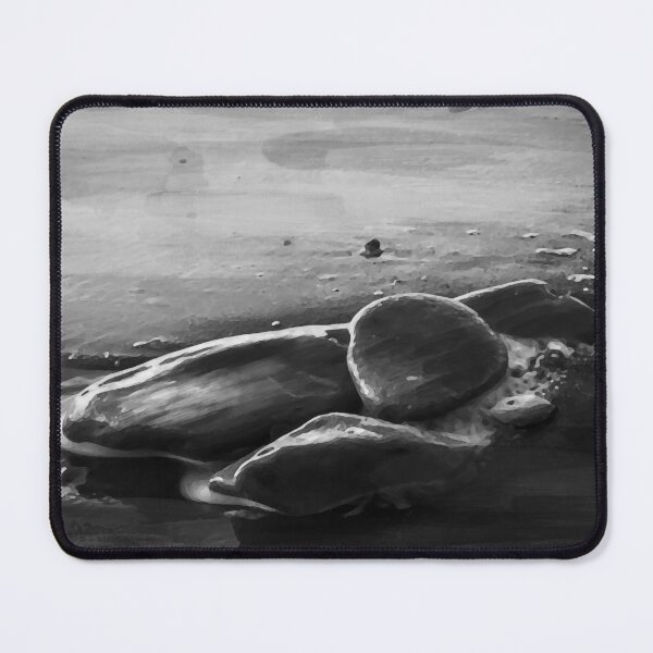 Item preview, Black & White Rocks on a Beach Digital Painting artwork designed and sold by RedartDesign.