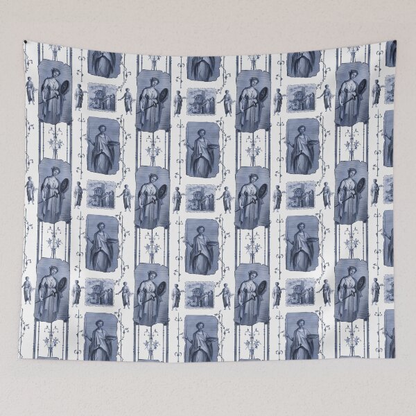Item preview, NeoClassical Toile de Jouy Blue and White designed and sold by AntiqueImages.