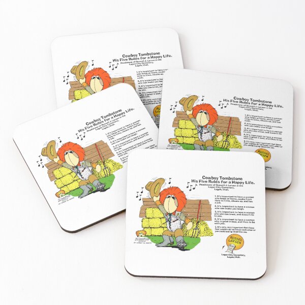 Item preview, Cowboy Tombstone - Five Rules for a Happy Life - Clamkin Cartoon- Joke by Russel Larsen designed and sold by Bruce Ingrassia.