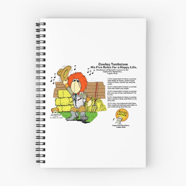Item preview, Cowboy Tombstone - Five Rules for a Happy Life - Clamkin Cartoon- Joke by Russel Larsen designed and sold by Bruce Ingrassia.