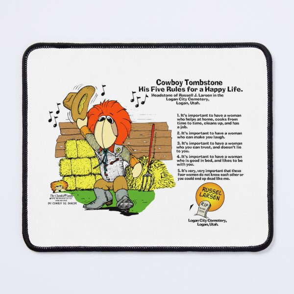 Item preview, Cowboy Tombstone - Five Rules for a Happy Life - Clamkin Cartoon- Joke by Russel Larsen designed and sold by Bruce Ingrassia.