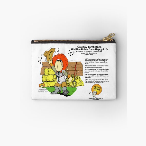 Item preview, Cowboy Tombstone - Five Rules for a Happy Life - Clamkin Cartoon- Joke by Russel Larsen designed and sold by Bruce Ingrassia.