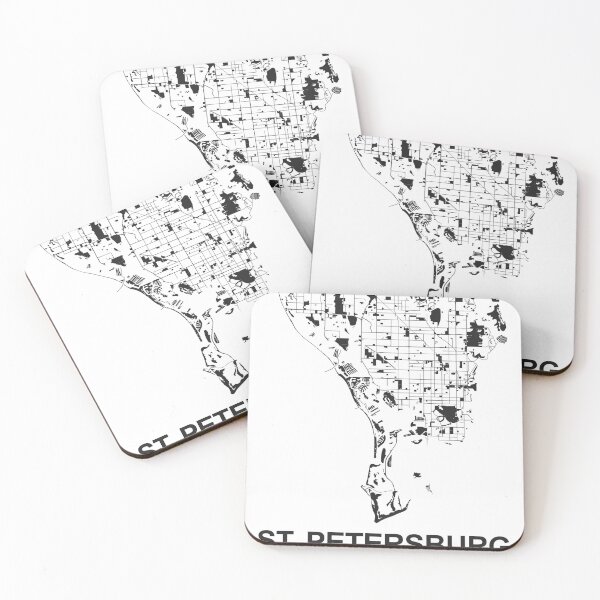 Item preview, San Petersburgo ciudad Negro blanco Mapa Arte Florida EE.UU. designed and sold by EpicMaps.