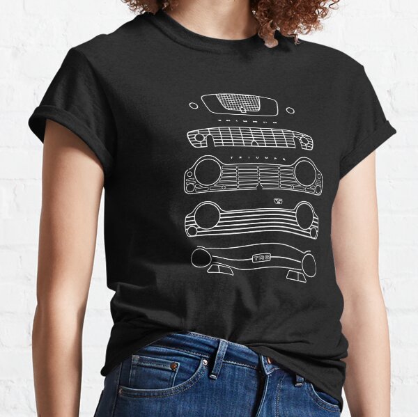Item preview, Triumph TR evolution classic 1950s-1960s British sports cars white outline graphic designed and sold by soitwouldseem.