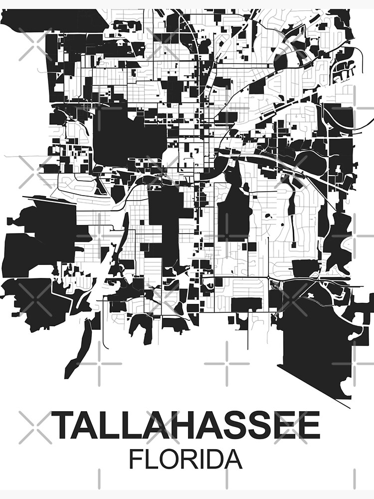 "Tallahassee city Black white Map Art Florida USA" Poster for Sale by