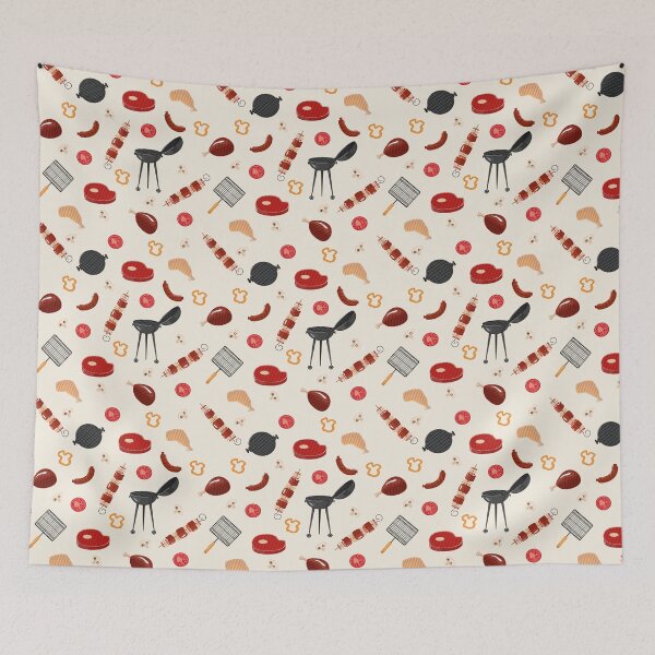 Item preview, Grill Barbecue Seamless Pattern. Grilled Food with Kitchen Tools designed and sold by ivector.