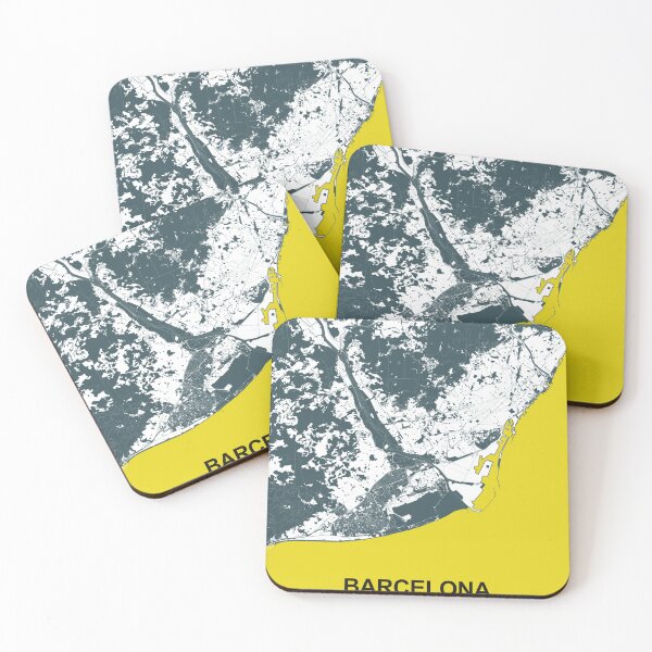 Item preview, Barcelona Spain Map Art blue yellow designed and sold by EpicMaps.